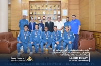 رئيس جامعة بنها يكرم الفائزين بالمركز الأول فى بطولة الدورة العربية لخماسيات كرة القدم للجامعات