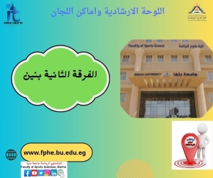 اللوحة الارشادية واماكن اللجان للفرقة الثانية  بنين الفصل الدراسي الثانى للعام الجامعى 2026/2025م