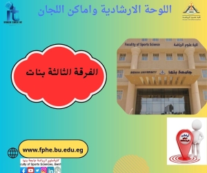اللوحة الارشادية واماكن اللجان للفرقة الثالثة  بنات الفصل الدراسي الثانى للعام الجامعى 2026/2025م